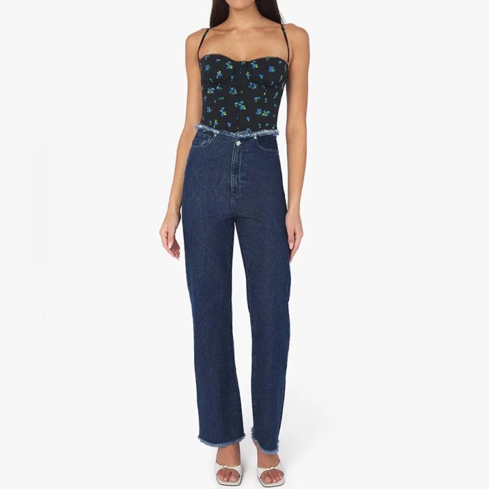 Weworewhat Jeans Weworewhat Frayed Wb Straight Jeans
